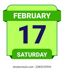 17 February, Saturday. Date template. Useful design for calendar or event promotion. Vector illustration EPS 10 File. Isolated on white background. 