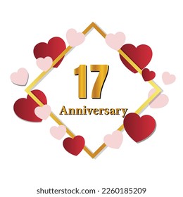 17 glossy gold number vector set. Realistic romantic typeface. Decorative numbers for Valentines, Mothers day, wedding banner, cover, birthday or anniversary, holiday party.