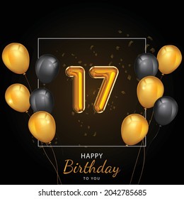 
 17 Happy Birthday, Greeting card, Vector illustration design.

