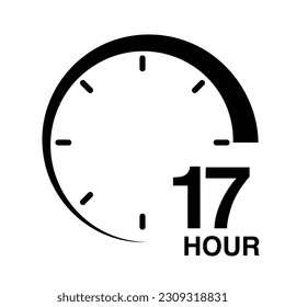 17 hour protection clock time sign icon symbol vector illustration isolated on white background