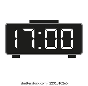 17 hours alarm clock. Time stamped vector. Clock flag marking time