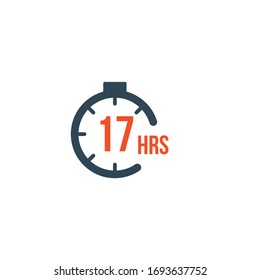 17 hours round timer or Countdown Timer icon. deadline concept. Delivery timer. Stock Vector illustration isolated on white background.