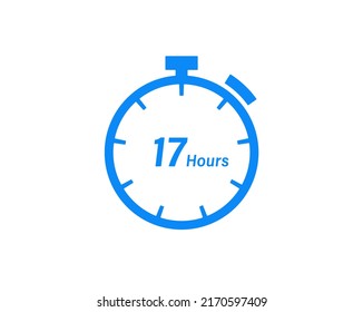 17 Hours timers Clocks, Timer 17 hour icon, countdown icon. Time measure. Chronometer icon isolated on white background