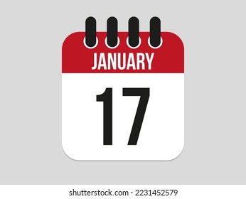 17 january calendar icon. Calendar template for the days of january. Red banner for dates and business