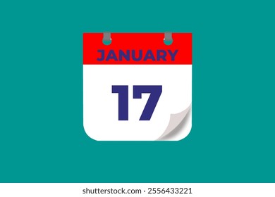 17 January calendar icon text page monthly web design on red, and blue background vector, icon, or illustration with the month of January 17