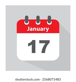 17 January calendar icon, vector.