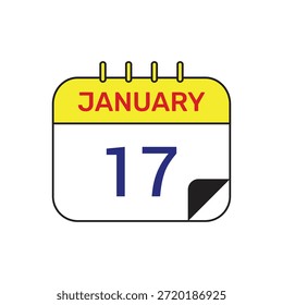 17 de janeiro calendário ícone vetor mês ilustração projeto