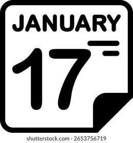 17 Janeiro Calendário Semi Sólido ícone minimalista