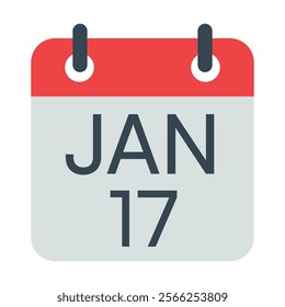 17 January Calendar Vector Icon Symbol.