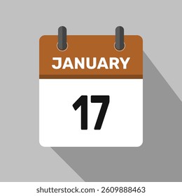 17 january calender icon text page monthly web design.