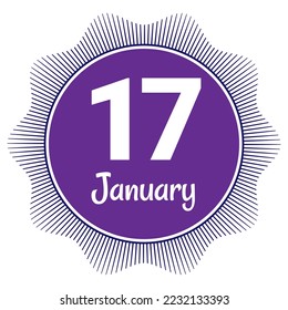 17 January, Date template. Useful design for calendar or event promotion. Vector illustration EPS 10 File. Isolated on white background. 