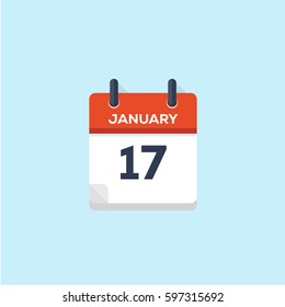 17. january flat style calendar, vector illustration
