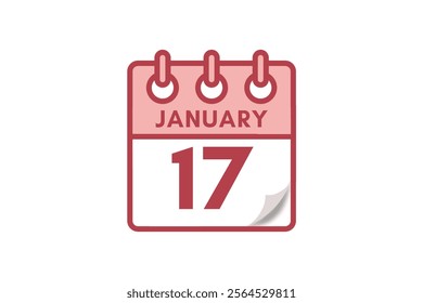 17 January month single day vector, illustration, calendar with maroon, rose and white color background calendar January 17