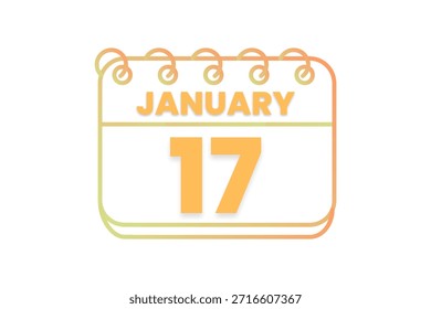 17 Janeiro mês vetor dia único, ilustração, calendário com laranja, amarelo, marrom e branco ícone de calendário de fundo de cor de Janeiro 17