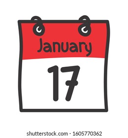 17 January. Vector flat daily calendar icon. Date and time, day, month. Holiday