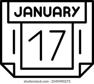 17 January Vector Icon Outline Stlye