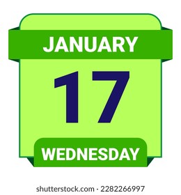 17 January, Wednesday. Date template. Useful design for calendar or event promotion. Vector illustration EPS 10 File. Isolated on white background. 