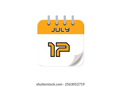 17 July month single day vector, illustration, calendar with yellow, black and white color background calendar July 17