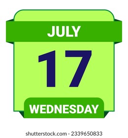 17 July, Wednesday. Date template. Useful design for calendar or event promotion. Vector illustration EPS 10 File. Isolated on white background. 