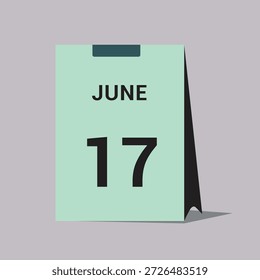 17 june calendar date icon minimal desk calendar vector illustration