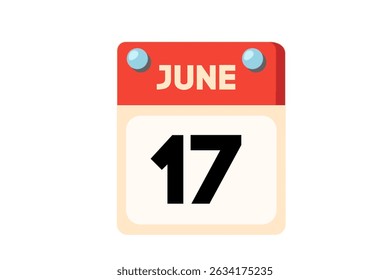 17 junho calendário ícone página de texto design mensal web em Coral, Pêssego, preto, azul e branco fundo vetor, ícone, ou ilustração com o mês de junho 17