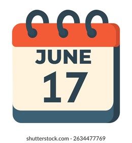 17 de junho calendário vetor sobre fundo branco
Calendário vetorial com data