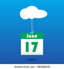 17 june calender icon with cloud. paper art style 