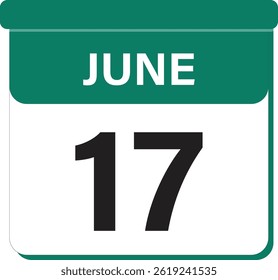 17 June daily calendar flat design template in green colour