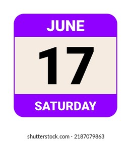 17 June, Saturday. Date template. Useful design for calendar or event promotion. Vector illustration EPS 10 File.