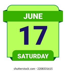 17 June, Saturday. Date template. Useful design for calendar or event promotion. Vector illustration EPS 10 File. Isolated on white background.