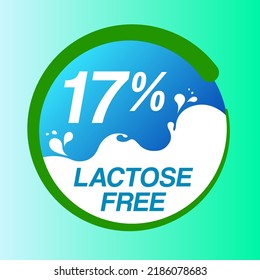 17% Lactose free icon sign vector illustration with blue green color and clean font