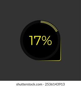 17% Loading. Ui Diagram vector. Download progress icon. Circle diagram interface. Seventeen percent downloading.