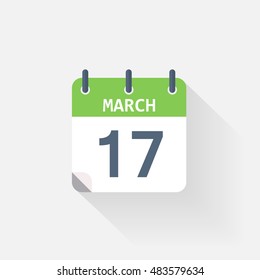 17 march calendar icon on grey background