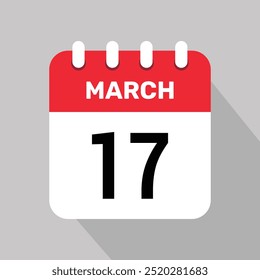 17. März Kalender Symbol, Vektorhintergrund. Vektorplansymbol.