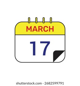 17 de março calendário ícone vetor mês ilustração design