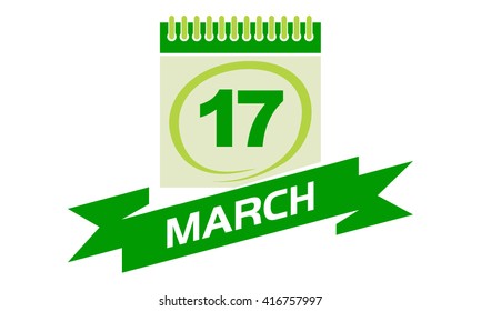 17 March Calendar with Ribbon