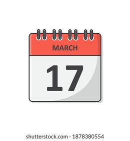 17 March Calendar Vector Icon Illustration. Daily Calendar Flat Icon