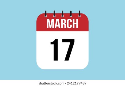 17 March Calendar. March Calendar Vector Illustration.