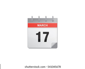 17 March calendar vector illustration on white background