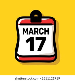17 march calender color icon page year concept. number date text design.