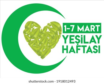 1 a 7 de marzo Semana de la Media Luna Verde. Traducir: 1-7 Mart Yesilay Haftasi