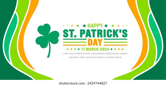 17 March is Happy St. Patrick's day background with green leaves background template. St Patrick day or saint Patrick day banner. use to background,  placard, card, and poster design template.