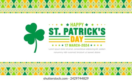 17 March is Happy St. Patrick's day background with green leaves background template. St Patrick day or saint Patrick day banner. use to background,  placard, card, and poster design template.