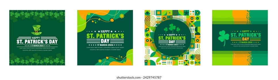 17 March is Happy St. Patrick's day social media post banner design template set. St Patrick day or saint Patrick day banner 2024 banner bundle.