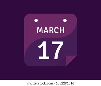 17 March, March 17 icon Single Day Calendar Vector illustration