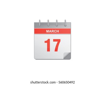 17 March red calendar vector illustration on white background