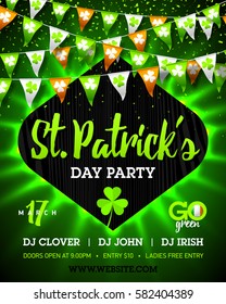 17 March, Saint Patrick's Day party bright invitation poster design, vector illustration