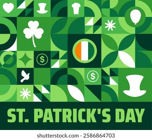 17 march St. Patrick's Day or St Patrick Day geometric shape pattern background banner or poster design template. observed every year in 17 March. Holiday concept. Use to any Template, card, poster.