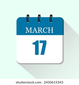 17 de marzo Vector diario plano icono Fecha y mes