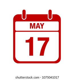 17 May calendar red icon. seventeen